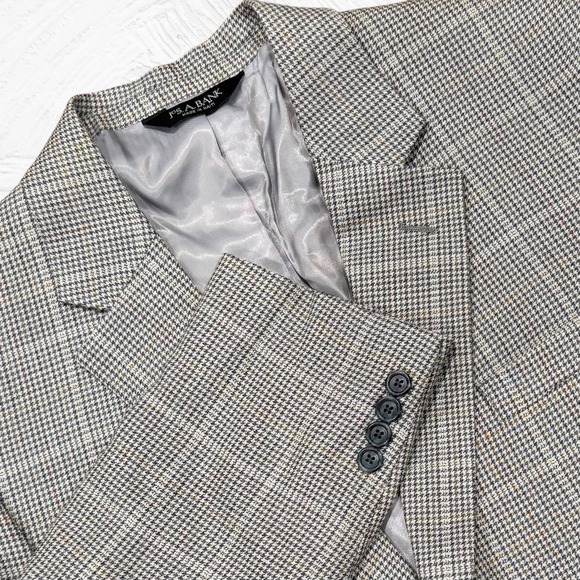 Jos. A. Bank Other - Jos A Bank Executive Blazer Gray Silk Wool 42R Houndstooth Windowpane $395 NWT